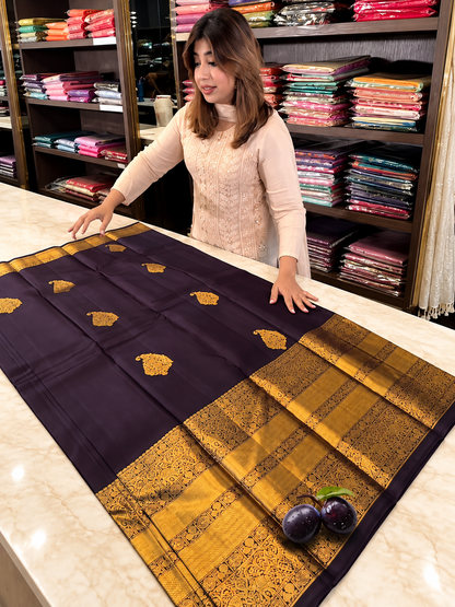 Royal Purple Soft Banarasi Silk Saree with Ornate Traditional Border