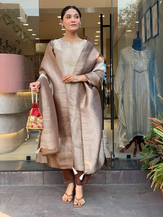 Very Gorgeous Pure Kanjivaram Tissue Silk Festive Suit Set