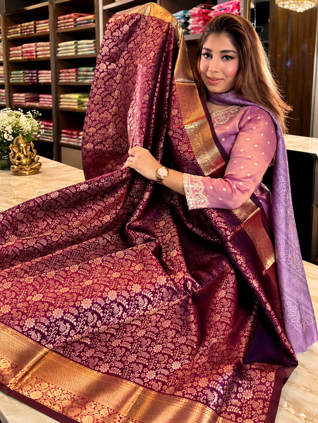 Royal Purple Soft Banarasi Silk Saree with Winsome Blouse Piece