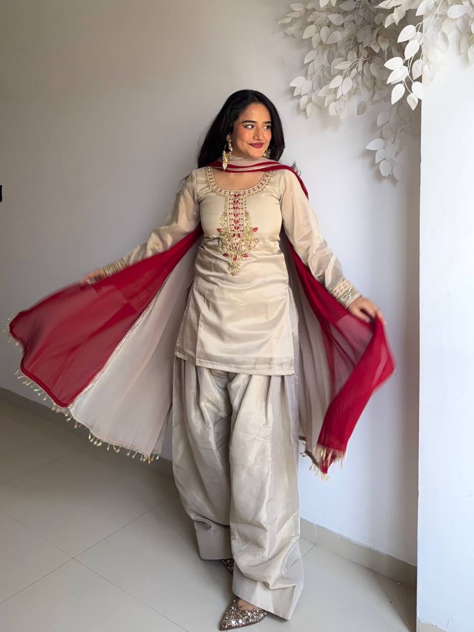 Premium Tabby Organza Embroidered Salwar Suit Set