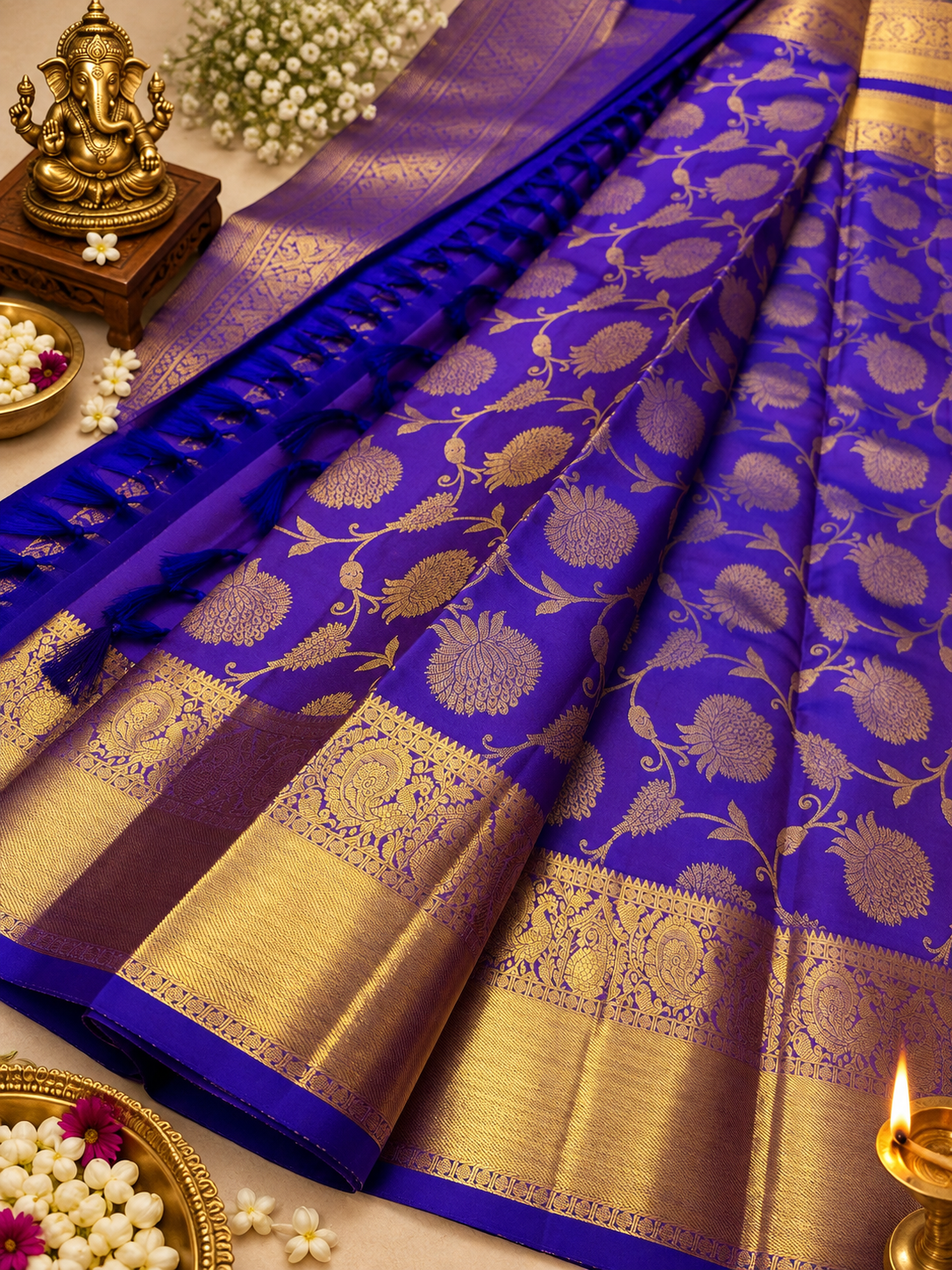 Premium Royal Blue Soft Banarasi Silk Saree with Beautiful Blouse Piece