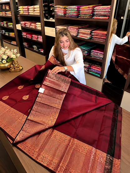 Very Attractive Wine Soft Silk Saree With Evocative Blouse Piece