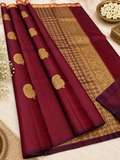 Classic Maroon Banarasi Silk Saree With Adorning Blouse Piece
