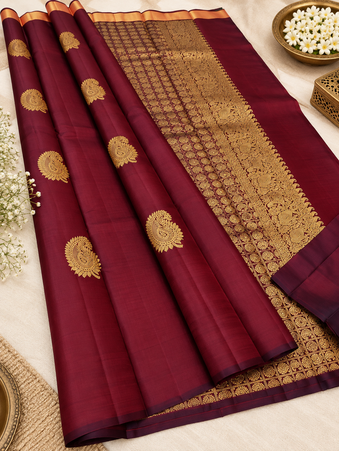Classic Maroon Banarasi Silk Saree With Adorning Blouse Piece
