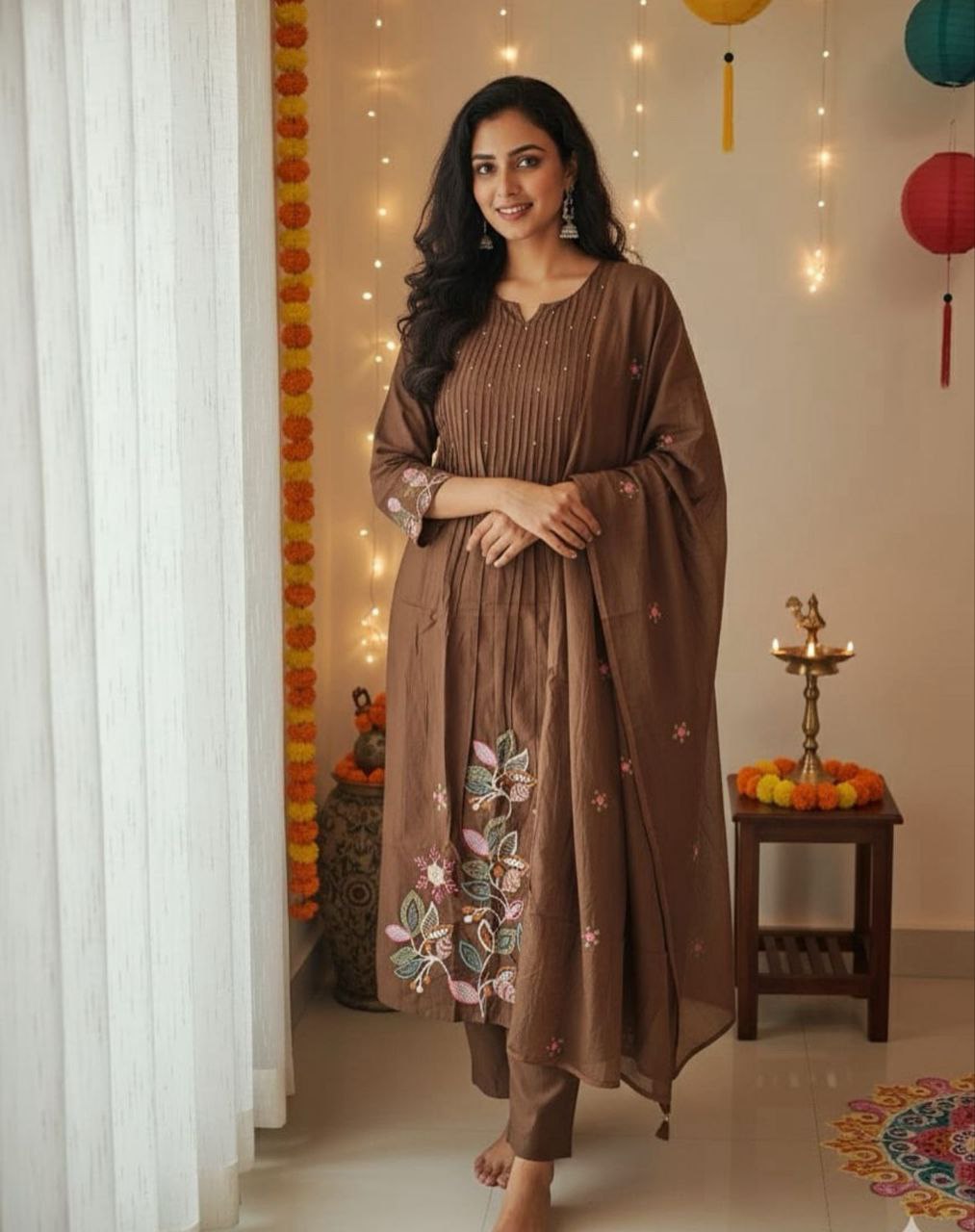 VERY AESTHETIC PURE MUL COTTON EMBROIDERY SUIT SET