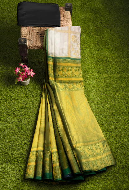 Women Kanjeevaram Woven Silk Saree with Contrast Border