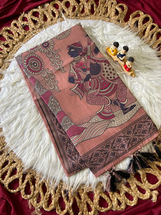 Ruhani Rosewood Royal Art Soft Muga Cotton Woven Saree