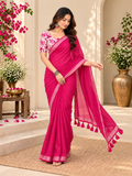 Festive Pink Handloom Cotton Saree