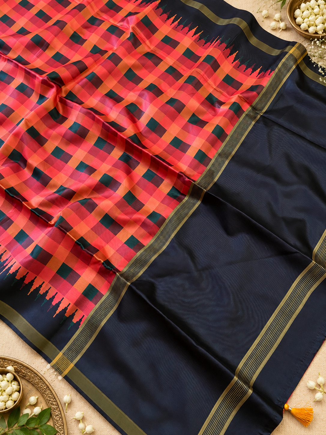 Festive Soft Tussar Silk Saree with Elegant Pallu & Tassels