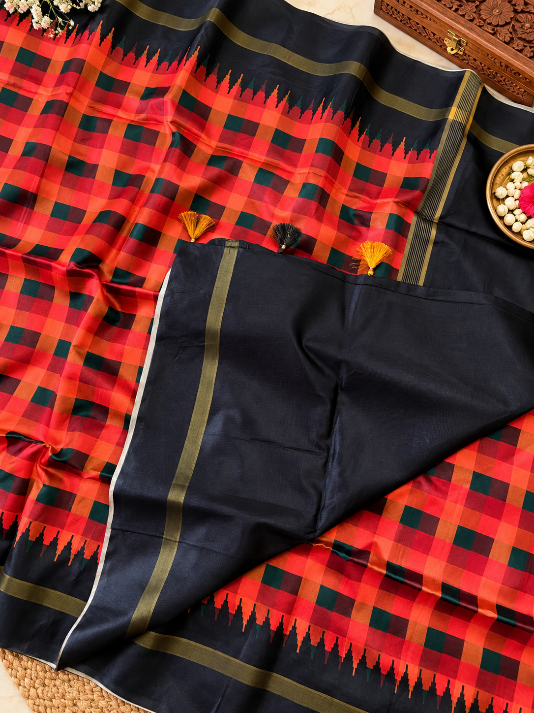 Festive Soft Tussar Silk Saree with Elegant Pallu & Tassels
