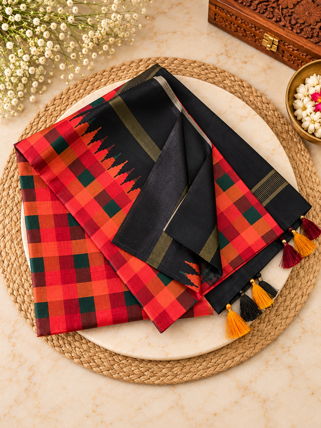 Festive Soft Tussar Silk Saree with Elegant Pallu & Tassels