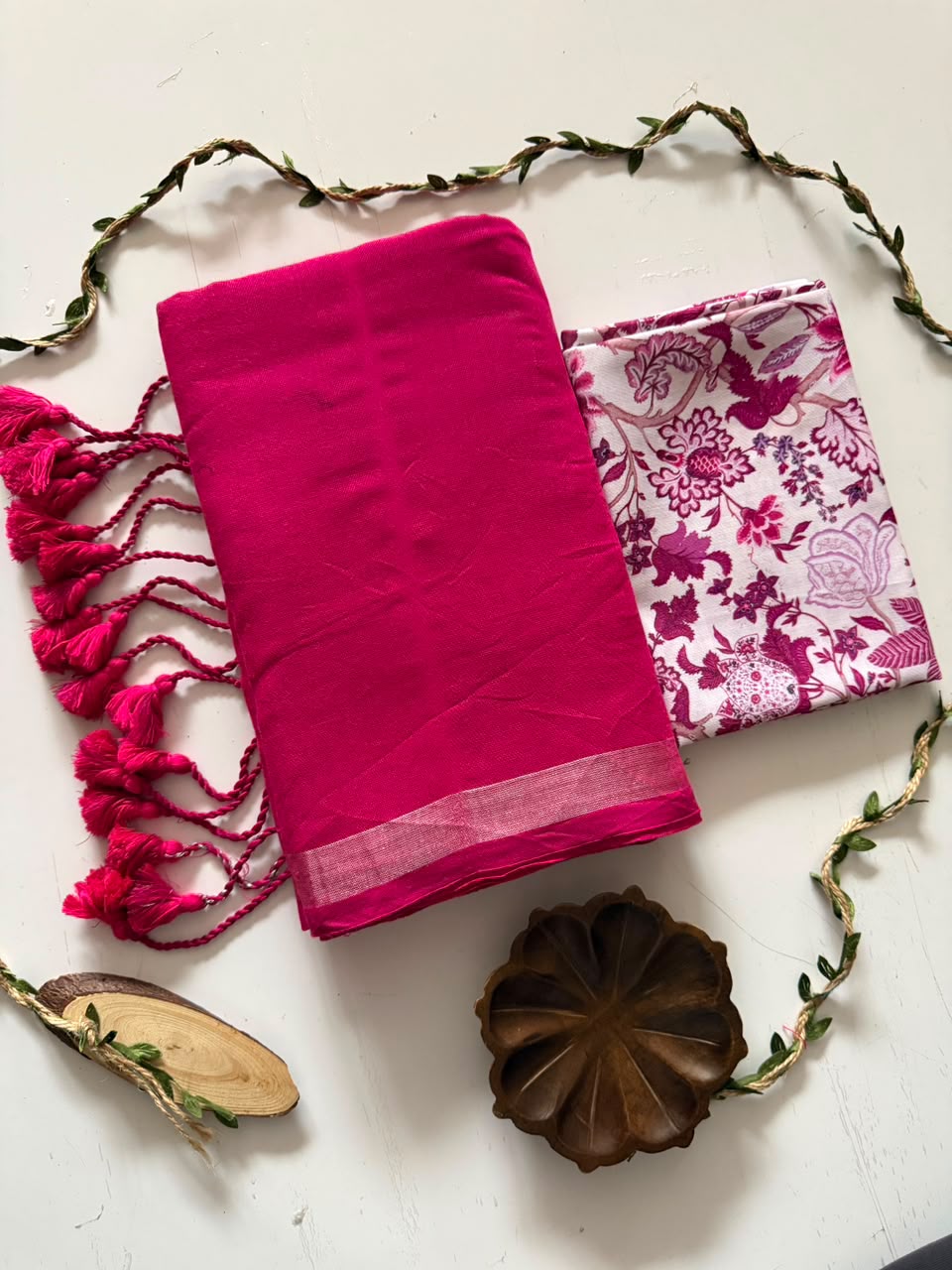 Festive Pink Handloom Cotton Saree