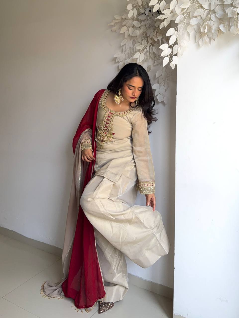 Premium Tabby Organza Embroidered Salwar Suit Set