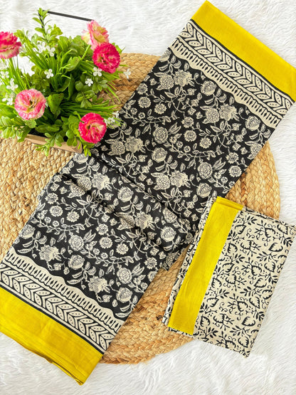 Beauty Pure Heavy Mul Cotton Saree with Bagru Handblock Print
