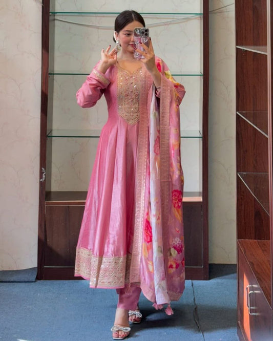 Mehfil Magic Silk Anarkali Suit Set