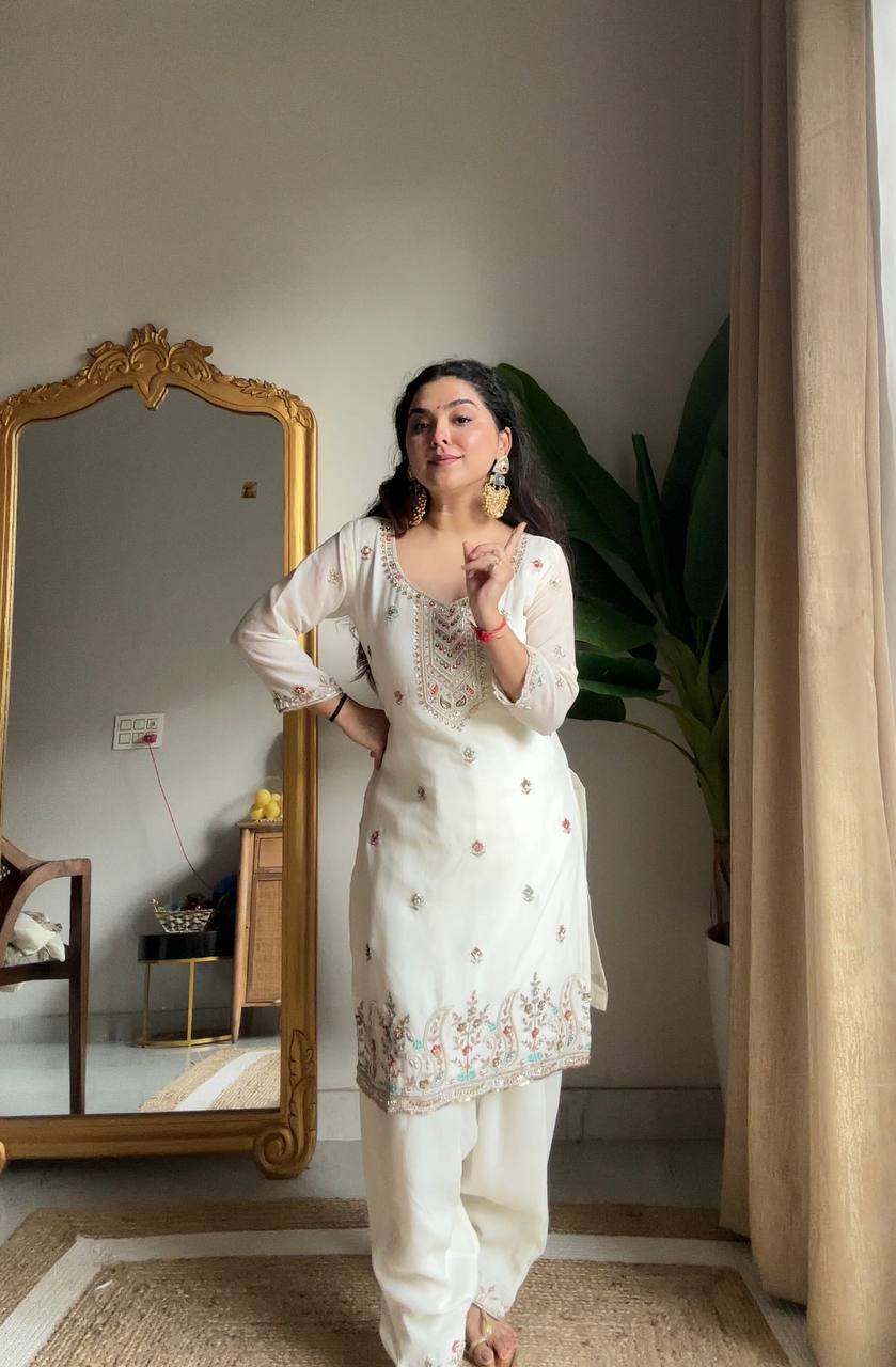 Premium Chinon Designer Suit Set with Dupatta for Woman