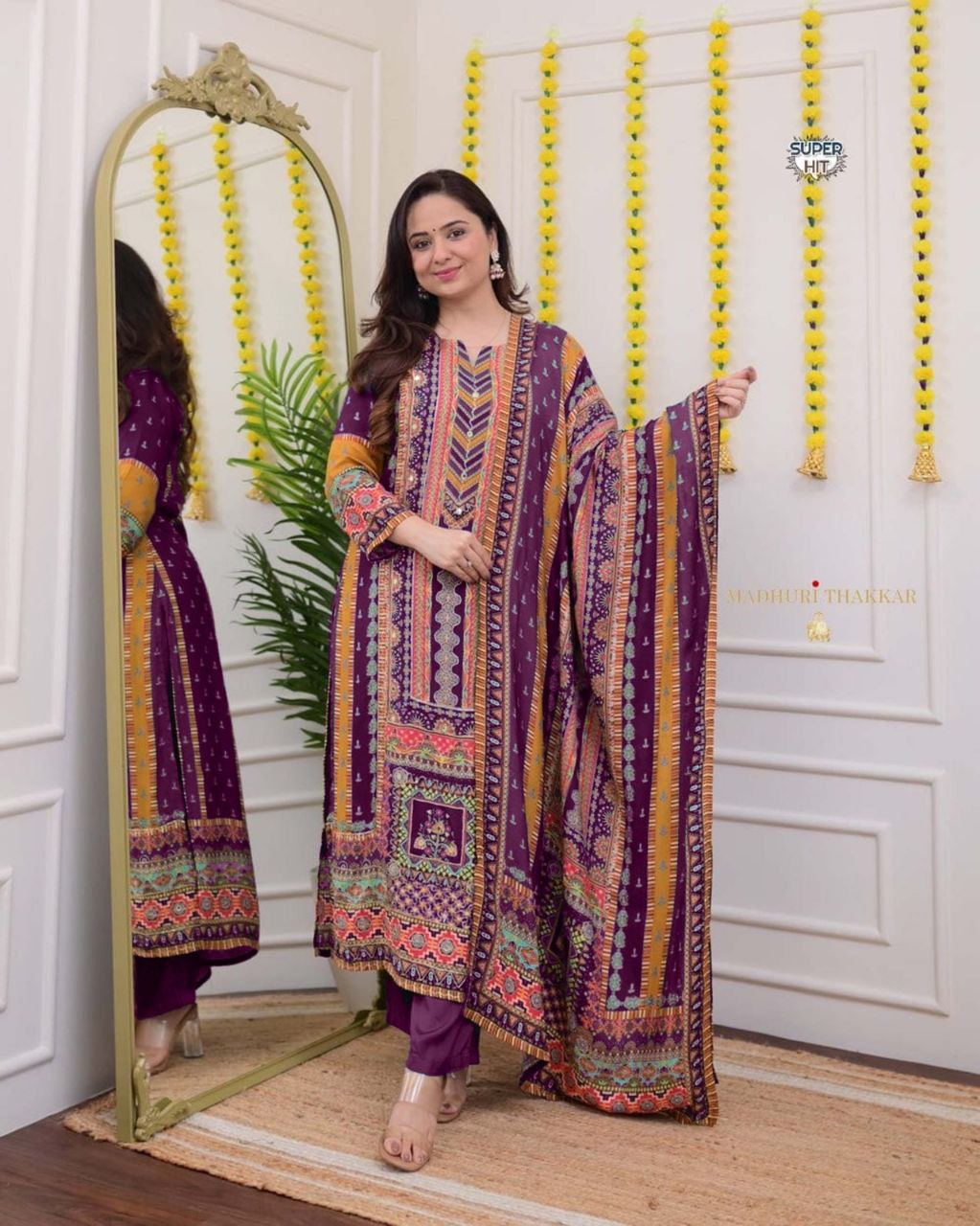 Premium Designer Multi-Color Chanderi Cotton Suit Set with Dupatta