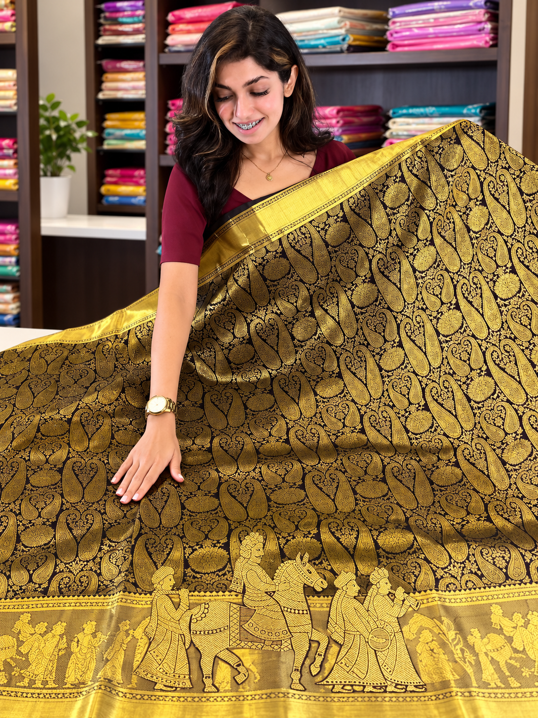 Divine Brown Soft Banarasi Silk Saree with Alluring Blouse Piece