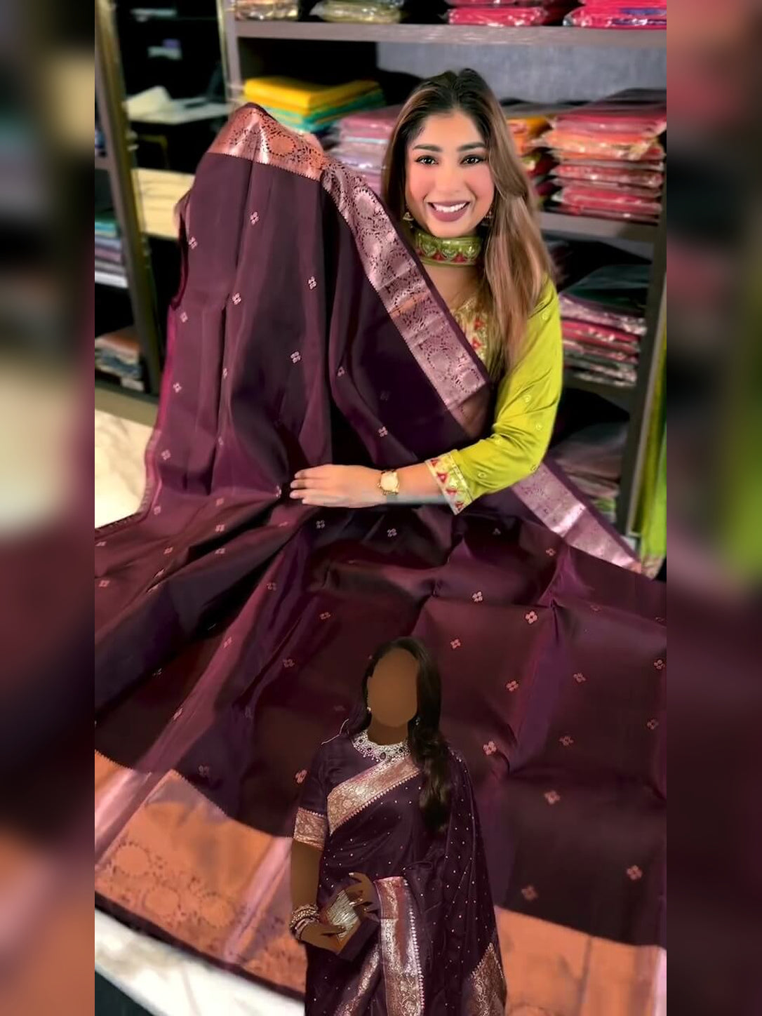 Festive Wine Soft Banarasi Silk Saree with Winsome Blouse Piece