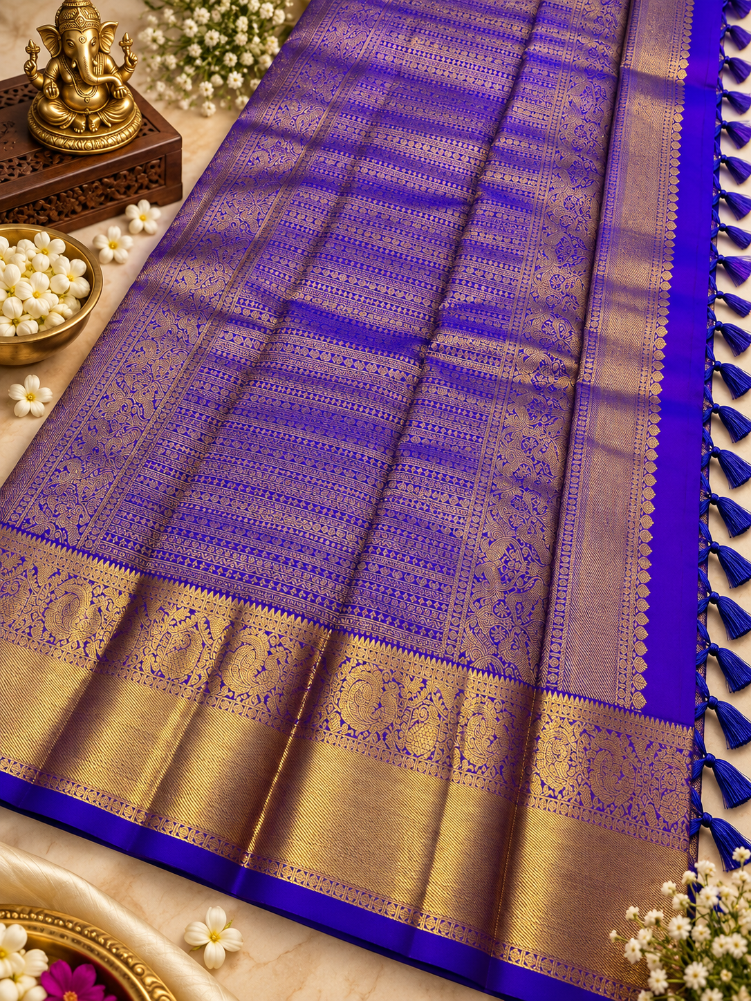 Premium Royal Blue Soft Banarasi Silk Saree with Beautiful Blouse Piece
