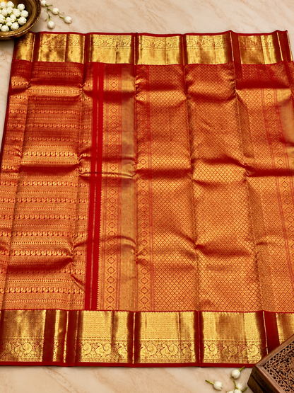 Festive Red Soft Banarasi Silk Saree With Smart Blouse Piece