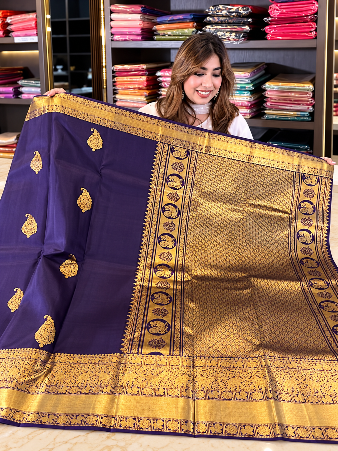 Royal Purple Soft Banarasi Silk Saree with Ornate Traditional Border