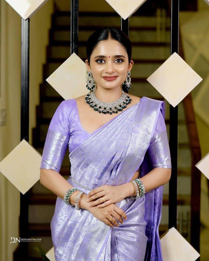 PURPLE COLOR SILK BLEND SAREE WITH BLOUSE