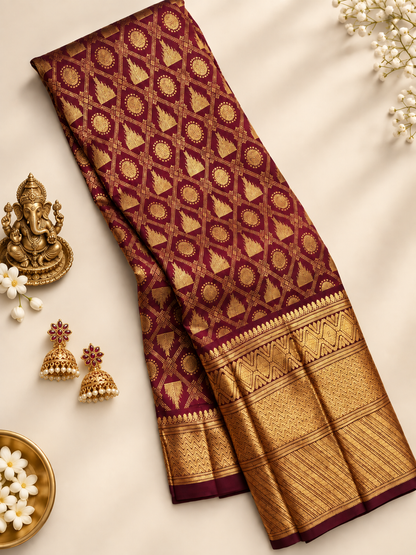 Premium Royal Maroon Soft Banarasi Silk Saree With Elegant Blouse Piece