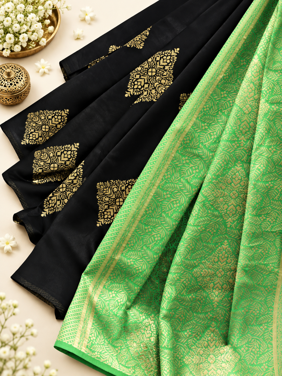 Premium Black Soft Silk Saree with Attractive Blouse Piece