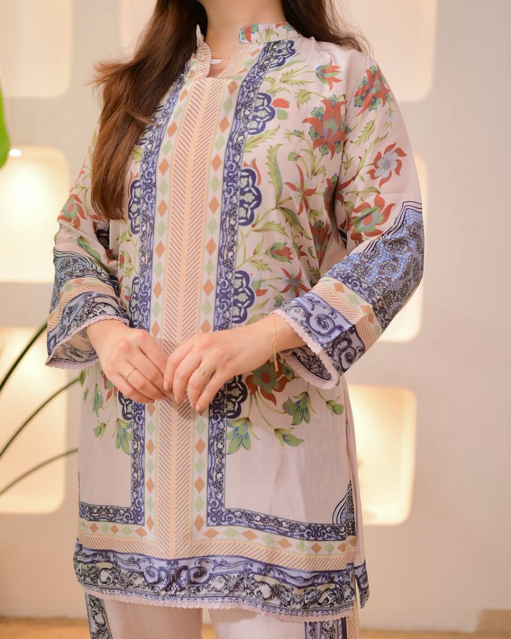 Very Beautiful Lavender Pastel Soft Muslin Printed Co-Ord Set