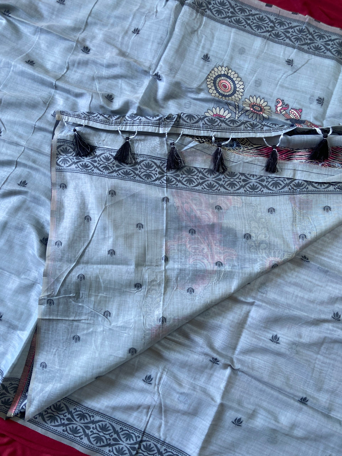 Aaradhya - Soft Muga Cotton Saree with Traditional Kalamkari Woven Design