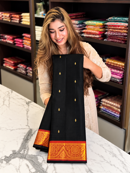 Traditional Black Kanjivaram Style Silk Festive Saree