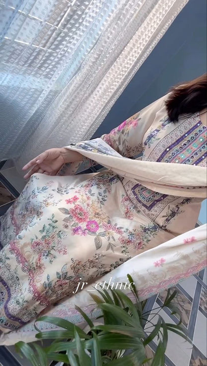 DESIGNER SILK PRINTED & EMBROIDERY WORK SUIT SET