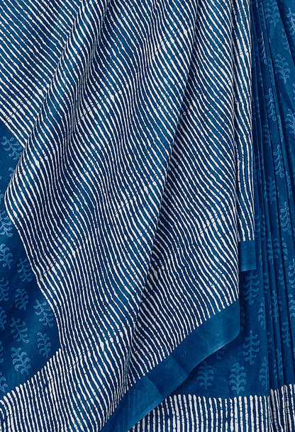 Beautiful Pure Mul Cotton Saree with Bagru Handblock Prints