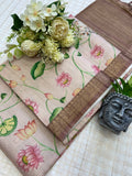 Mahika - Chikoo Brown Pichwai Print Soft Tussar Silk Saree