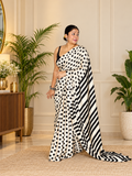 Divine Cream and Black Handcrafted Modal Silk Saree