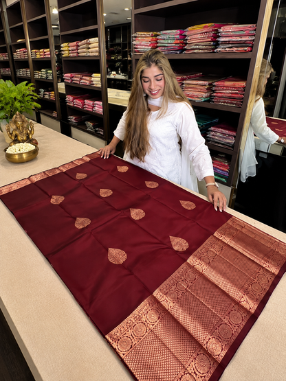 Very Attractive Wine Soft Silk Saree With Evocative Blouse Piece