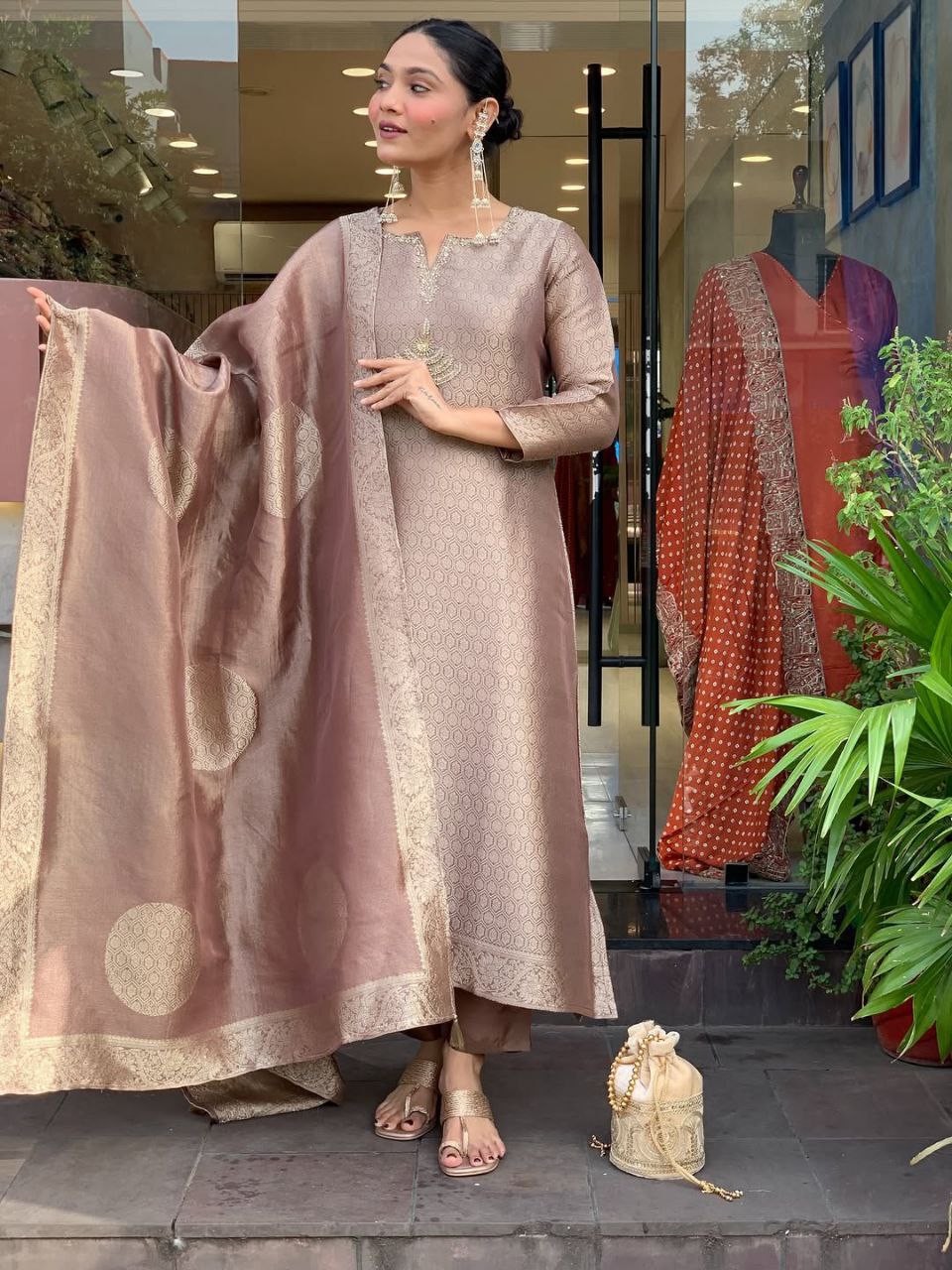 Women’s Banarasi Silk Suit Set with Dupatta – Elegant Ethnic Party Wear