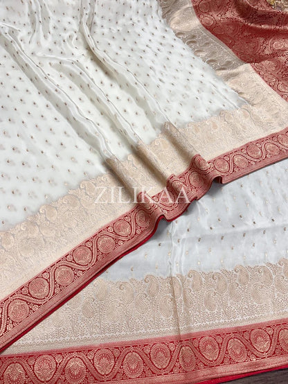 Admirable Off White Soft Silk Saree With Gossamer Blouse Piece