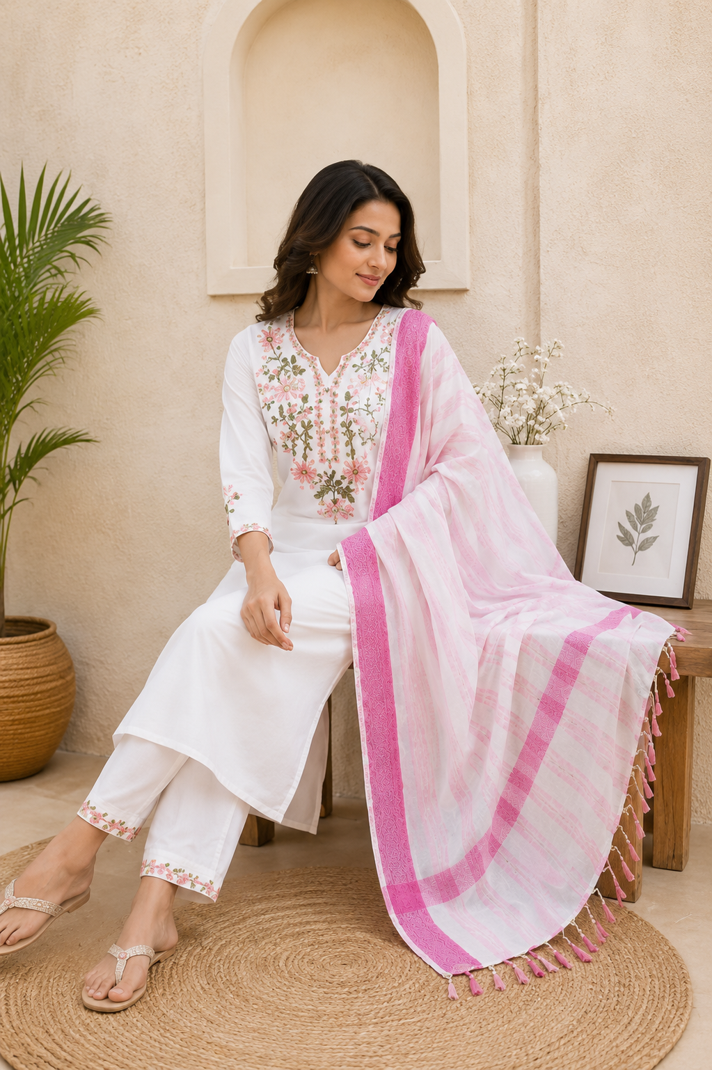 New Designer Premium Pure Khadi Cotton Embroidered Suit Set