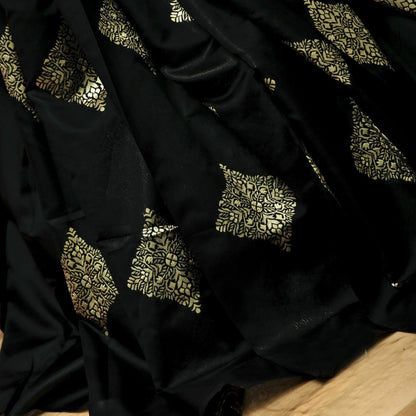 Premium Black Soft Silk Saree with Attractive Blouse Piece