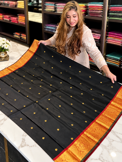 Traditional Black Kanjivaram Style Silk Festive Saree