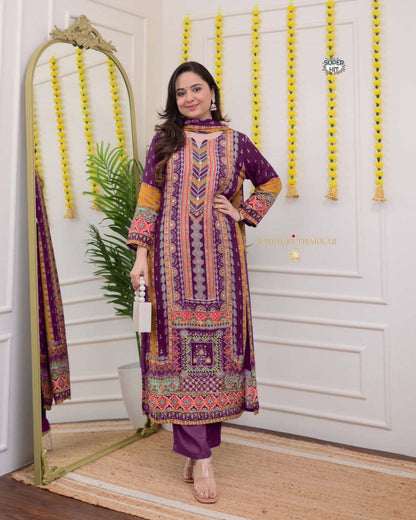 Premium Designer Multi-Color Chanderi Cotton Suit Set with Dupatta