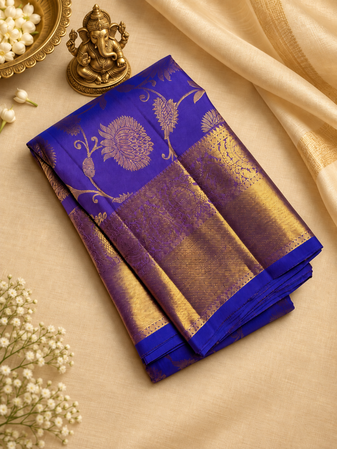 Premium Royal Blue Soft Banarasi Silk Saree with Beautiful Blouse Piece