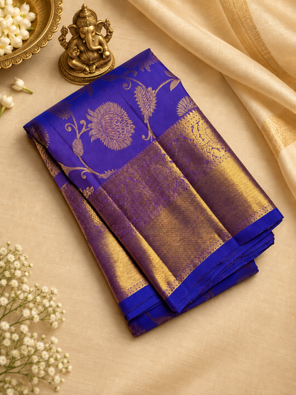 Premium Royal Blue Soft Banarasi Silk Saree with Beautiful Blouse Piece