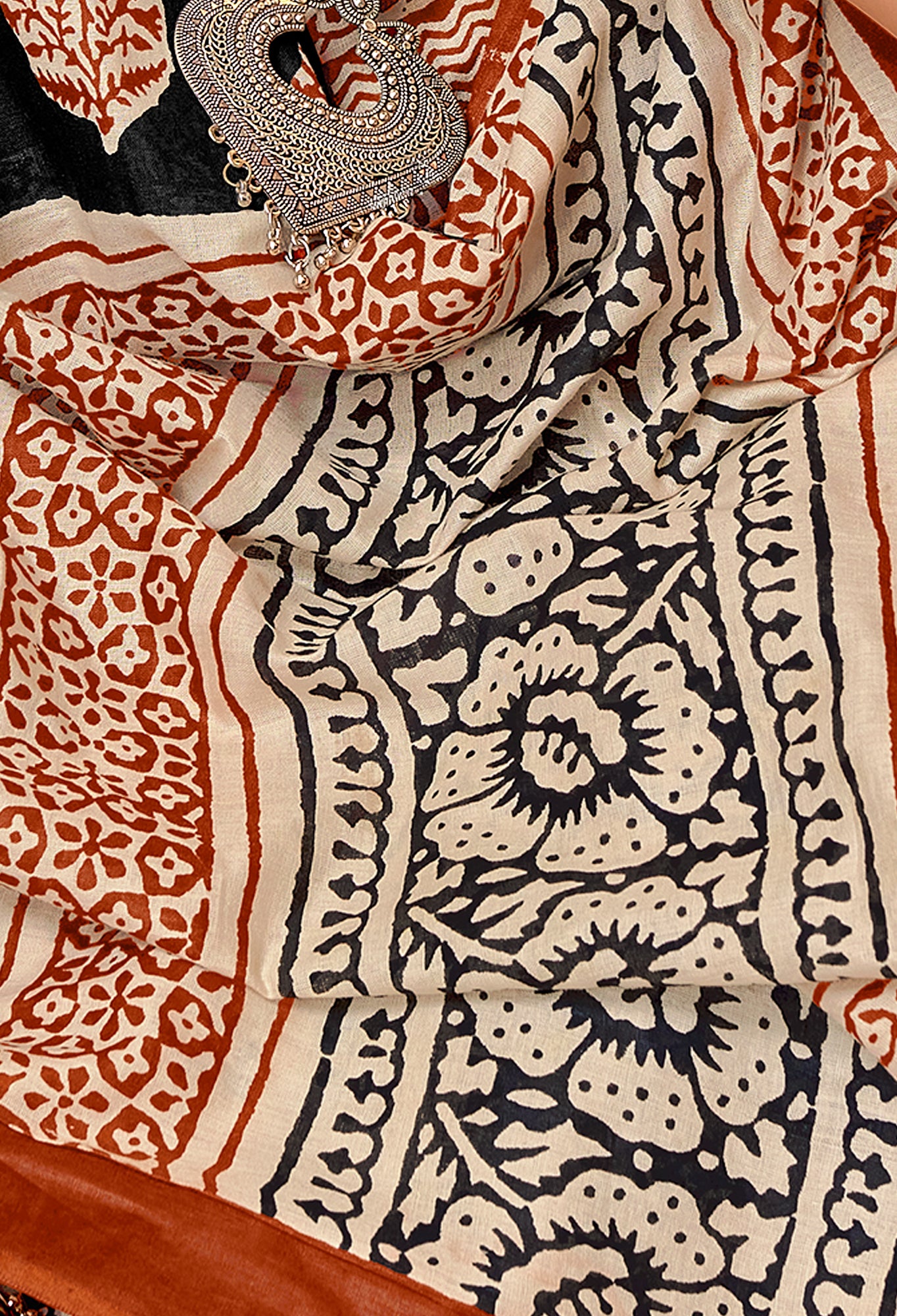 Trendy Pure Mul Cotton Saree with Bagru Handblock Prints