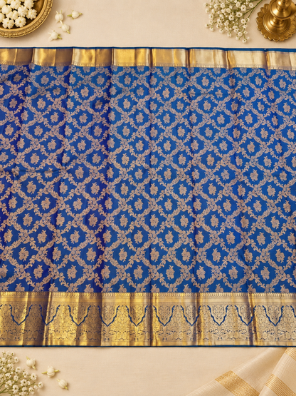 Royal Blue Soft Banarasi Silk Saree with Rich Gold Zari Border