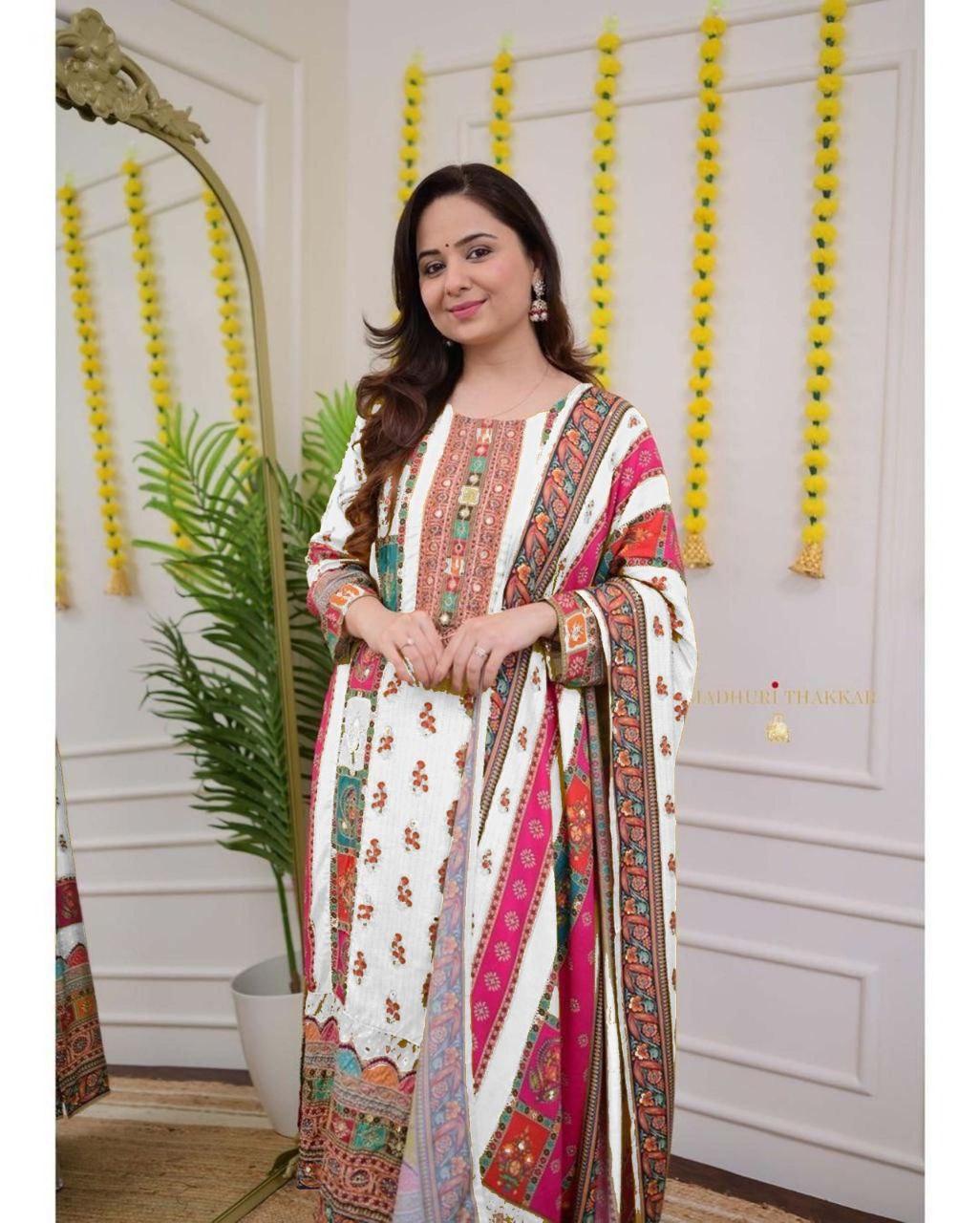 Elegant Multi-Color Chanderi Cotton Suit Set with Dupatta