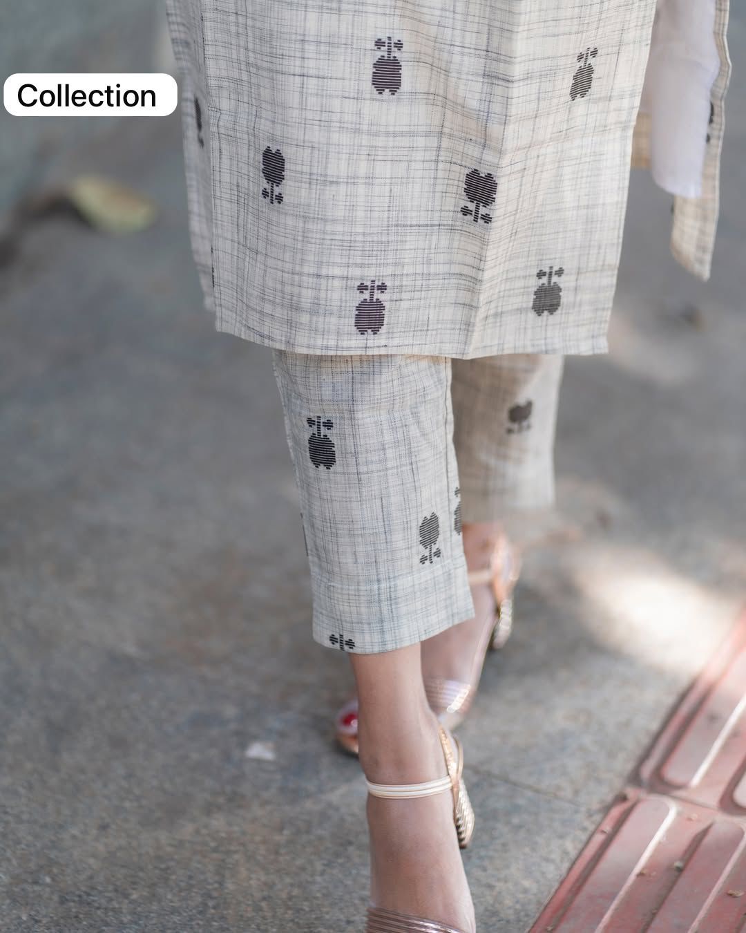 VERY ELEGANT PURE LINEN PRINTED CORD SET