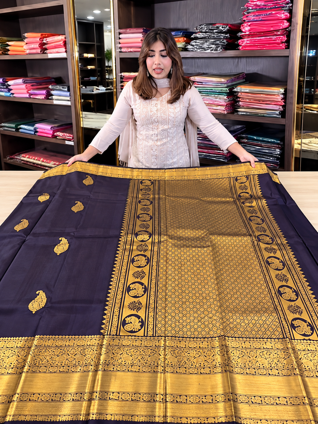 Royal Purple Soft Banarasi Silk Saree with Ornate Traditional Border